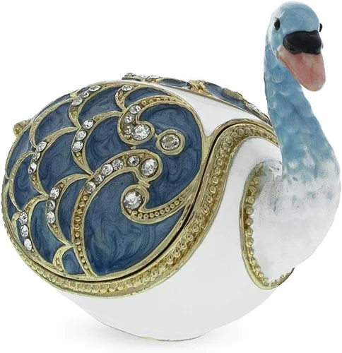 Vista 2 de BestPysanky Figurita de caja de baratija de cisne con joyas