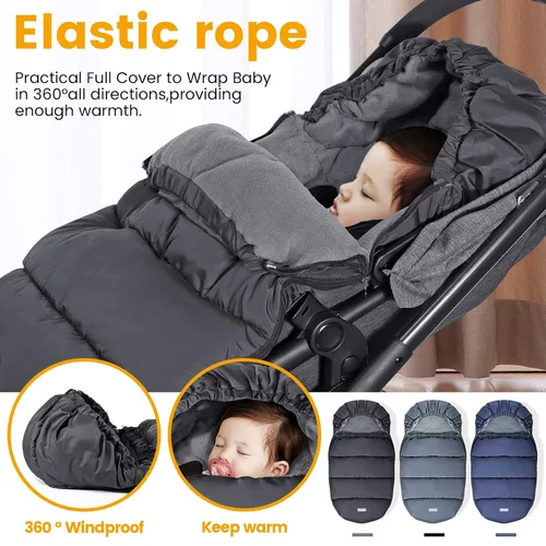 Vista 4 de Orzbow Saco universal para cochecito, bolsa de invierno para cochecito de bebé, saco de dormir cálido de forro polar coral para clima frío