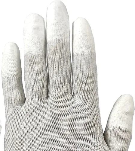 Vista 3 de Guantes de trabajo, guantes ESD, guante de fibra de carbono de alta resistencia, guante antiestático, punta de dedo antideslizante, mediano, 10 pares