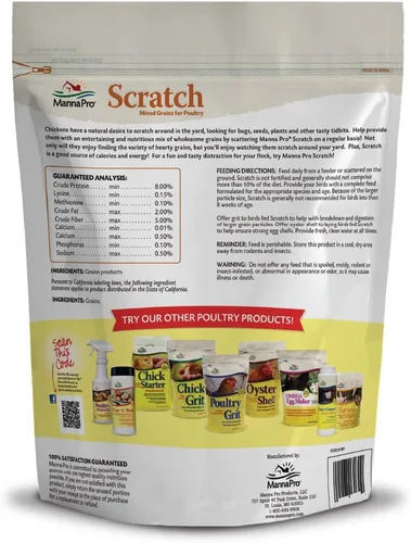 Vista 9 de Manna Pro Ultimate Chicken Scratch Feed, Alimento de Grano Nutritivo Rico en Nutrientes para Pollos y Aves de Corral, Mezcla Natural Multigrano