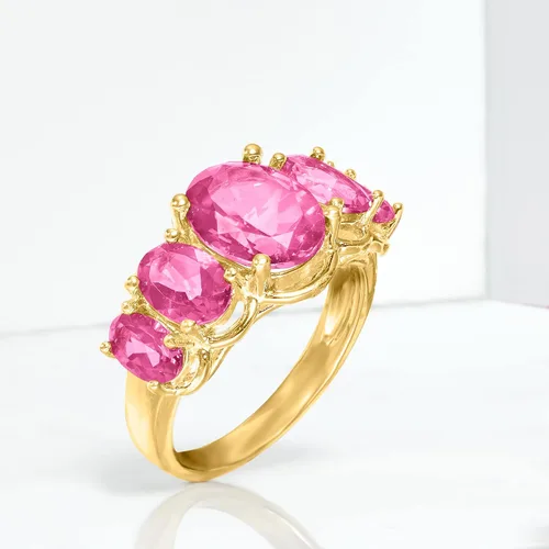 Vista 5 de Ross-Simons 4.50 ct. t.w. Gemstone 5-Stone Ring in 18kt Gold Over Sterling