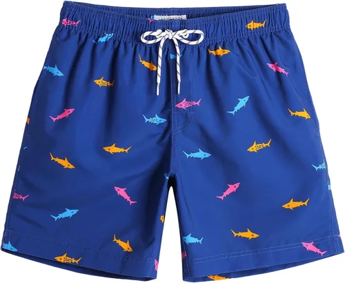 Vista 33 de maamgic Traje de baño para hombre, de secado rápido, con forro de malla, divertido traje de baño de 7 pulgadas Raya azul