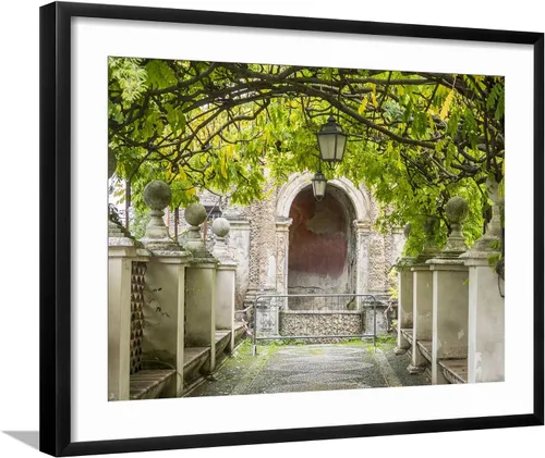 Vista 8 de ART.COM Impresión fotográfica de pared Italia, Lazio, Tivoli, Villa d'Este. Pasarela en los jardines de Villa d'Este. sobre marco negro por Julie