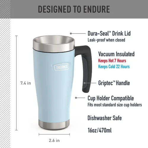 Vista 2 de THERMOS ICON SERIES, Taza de acero inoxidable, Glaciar, 16 onzas