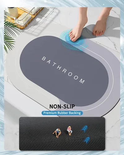 Vista 3 de Tapetes de baño de 20 x 32 pulgadas, tapete mágico modernizado de goma antideslizante de secado rápido, absorbente, alfombra de baño para ducha Gris