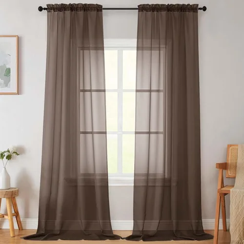 Vista 36 de 2 paneles de cortinas traslúcidas blancas para dormitorio, sala de estar, 96 pulgadas de largo, modernas, suaves, ligeras, con bolsillo para barra