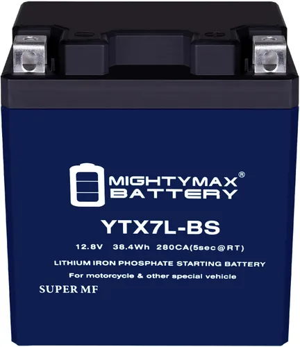 Vista 3 de Mighty Max Battery Reemplazo de batería de litio YTX7L-BS para motocicleta GNB 7L-BS