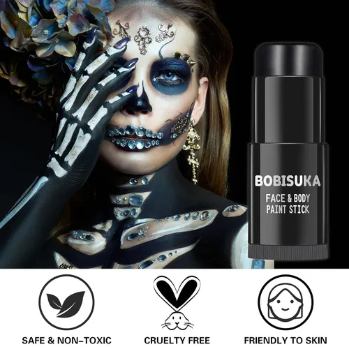 Vista 5 de BOBISUKA Barra de pintura negra para la cara y el cuerpo, palitos negros para deportes, béisbol, softbol, fútbol, kit de pintura negra