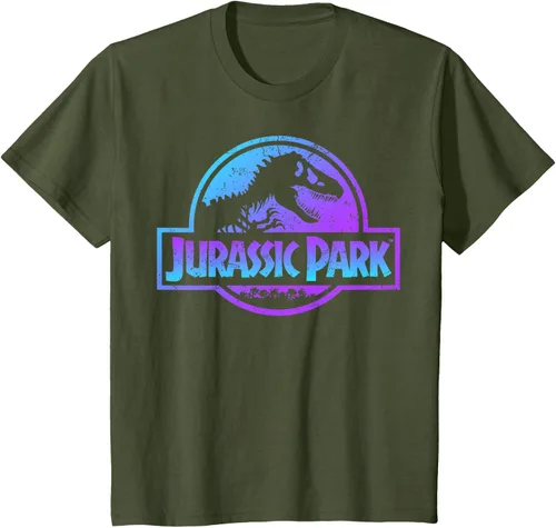 Vista 14 de Jurassic Park Camiseta de manga corta con logotipo Fossil azul y morado Negro