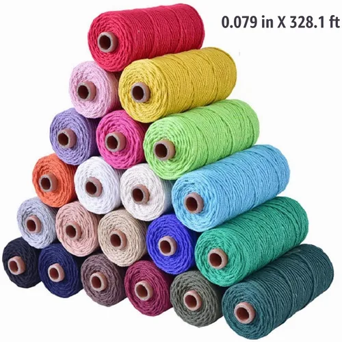 Vista 9 de Cordón de macramé de algodón 2 mm x 109 yardas, cuerda de algodón colorida para manualidades DIY, ganchos de plantas (Beige)