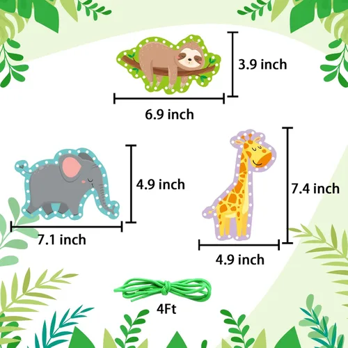 Vista 5 de Paquete de 12 tarjetas de encaje de animales de la selva, kits de costura para niños, león, animales salvajes, cartón, tarjetas de costura de doble