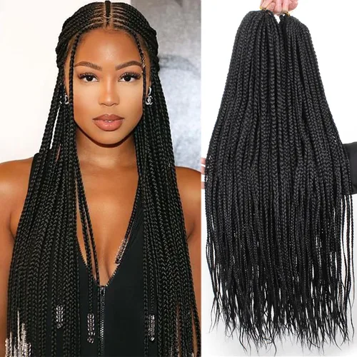 Vista 9 de Unionbeauty - Paquete de 8 trenzas de caja Goddess de cabello a ganchillo, 144 mechones por lote, trenzas de ganchillo preenlazadas, trenzas de caja