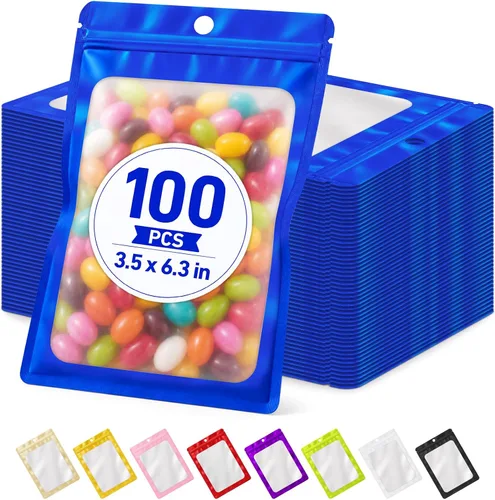 Vista 53 de 100 bolsas de Mylar resellables, bolsa pequeña a prueba de olores Oro claro