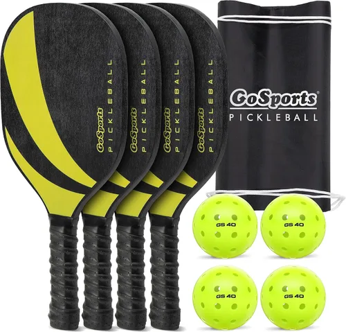 Vista 7 de GoSports Juego de Pickleball - Clásico, Retro, Azul Acero, o Amarillo - Incluye 4 Palas, 4 Pickleballs de Regulación y Estuche de Transporte 4