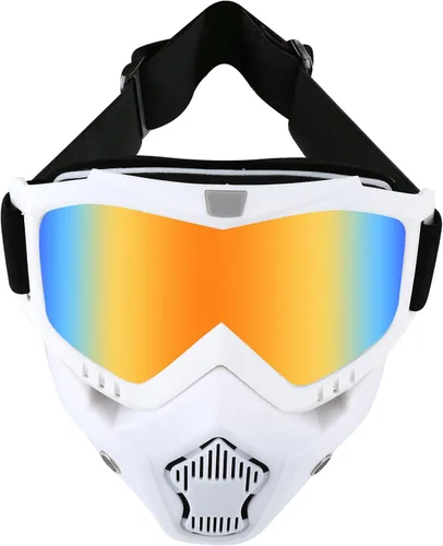 Vista 16 de LJDJ Gafas de motocicleta con máscara extraíble – Gafas de motocross ATV Anti-UV ajustables MX Riding Offroad Ciclismo Moto Gafas protectoras Racing