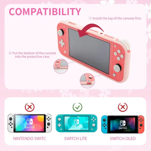 Vista 3 de FANPL Case bundle for Nintendo Switch Lite Accessories, Carrying Case for Switch Lite with Soft TPU Protective Cover and Screen protector, 2 Thumb