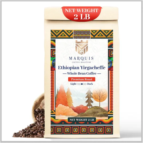 Vista 11 de Marquis - Café molido Yirgacheffe etíope, tostado molido rico y audaz, tostado medio fresco con un sabor afrutado, café etíope premium, 1 libra