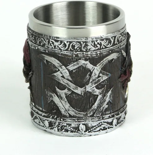 Vista 3 de Things2Die4 Taza de café gótica con diseño de calavera pirata de madera