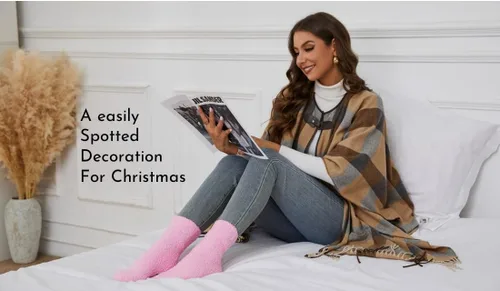 Vista 11 de CHANGGER Calcetines unisex con texto en inglés "If You Can Read This Bring Me Some Fuzzy Funny Saying Crew Socks Christmas Unisex Gift