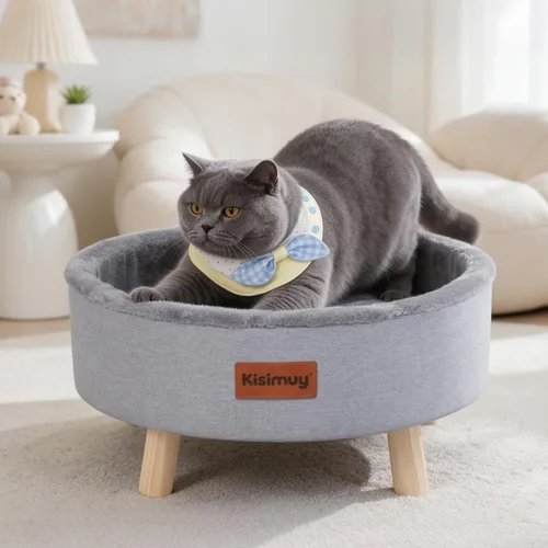 Vista 10 de Cama redonda calmante para gatos y perros para gatitos Gris