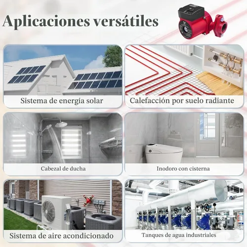 Vista 5 de WiseWater - Bomba de circulación de 110 V, bomba de recirculación de agua caliente de 130 W, 13 GPM, bomba de circulación conmutable de 3