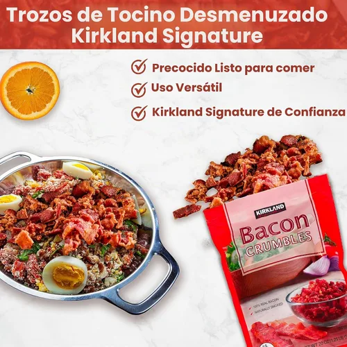 Vista 3 de Worldwide Nutrition Paquete: Kirkland Signature Crumbled Bacon Bits de tocino cocido - Listo para comer, calidad premium de 20 oz w tocino Bits Real