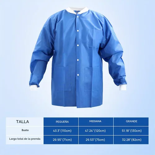 Vista 7 de JMU Paquete de 10-100 abrigos desechables de laboratorio, chaquetas médicas Azul oscuro