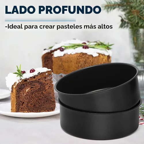 Vista 5 de E-far Juego de 2 moldes para pasteles de 9½ x 3 pulgadas, moldes redondos de acero inoxidable antiadherentes para hornear pasteles de cumpleaños