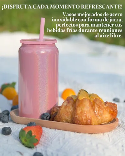 Vista 3 de Paquete de 6 vasos de 16 onzas, vaso aislado con popote, vaso de café