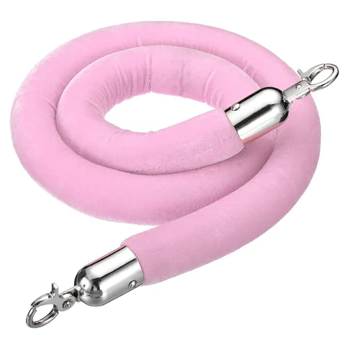 Vista 8 de PATIKIL Cuerda de puntal de terciopelo rosa de 5.5 pies, cuerda de barrera de control de multitudes con ganchos a presión para postes, divisor