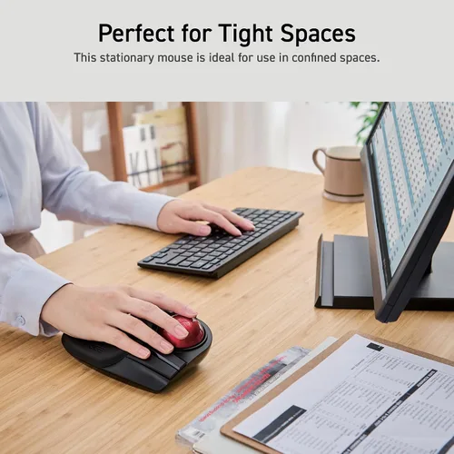 Vista 8 de ELECOM HUGE Trackball, USB inalámbrico de 2.4GHz, control con el dedo índice, personalizable con 8 botones, gran reposa muñecas suave, bola de 52mm