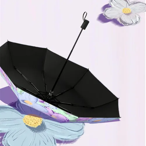 Vista 6 de URAWESO Parasol con protección UV, diseño de flores, plegable, para caminar, viajes, decoración de boda