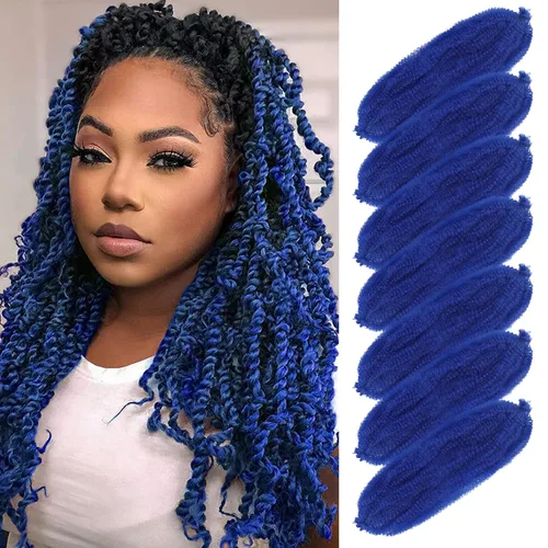 Vista 37 de Cabello para Trenzas Marley Twist de 10 pulgadas Negro 3 Paquetes Cabello Afro Twist Elástico Preseparado para Locs Suaves Cabello Spring Twist