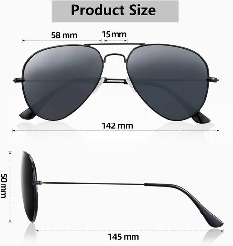 Vista 4 de EVANLCAP Gafas de sol polarizadas para mujer, protección UV, gafas de sol retro de aviador para hombre