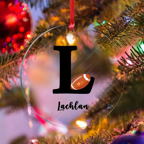 Vista 14 de Adornos colgantes personalizados con monograma inicial de letra A, árbol de Navidad, apellido personalizado, decoración de árbol de Navidad, feliz