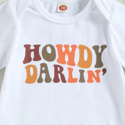Vista 82 de Sejardin Ropa de verano para bebé y niña, recién nacida, manga corta, con letras, mameluco elástico con diadema