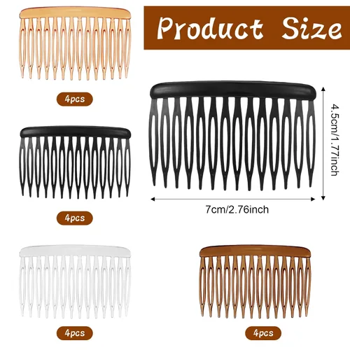 Vista 4 de 16 peines franceses para mujer, 14 dientes, 2.8 x 1.8 pulgadas, peine lateral de pelo, clips de plástico para peine francés, peines pequeños