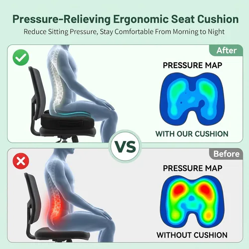 Vista 14 de Cojín de asiento de gel para asiento largo de cadera para asiento de coche de oficina