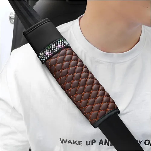 Vista 19 de zipelo 2 fundas para cinturón de seguridad de automóvil, almohadillas de cuero transpirable que protegen tu cuello, correas de arnés para una