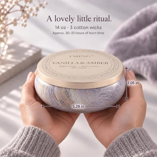 Vista 6 de Vanilla & Amber 3-Wick Crystal Candle, 14 oz, Gift Box Gold-Vanilla & Amber