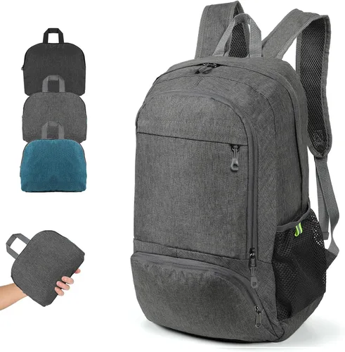 Vista 9 de TANTOMI Mochila plegable ultraligera 25L - Mochila de senderismo plegable para viajes, mochila pequeña para hombres y mujeres al aire libre - Negro