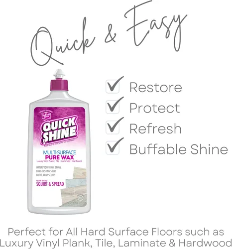Vista 3 de Quick Shine Pure Floor Wax (27oz) Limpiador de pisos de madera dura y brillo (paquete de 2, 27 onzas)