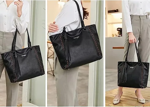 Vista 6 de Montana West Wrangler - Bolsos de mano ocultos para mujer, bolsos grandes de hombro