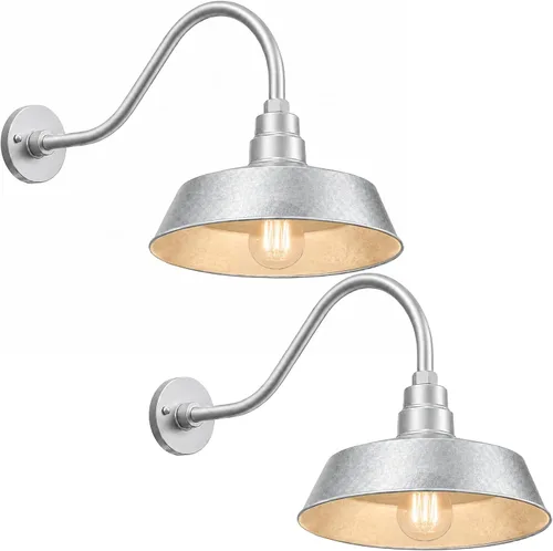 Vista 22 de 14 pulgadas. RLM Warehouse - Pantalla con brazo de cuello de cisne y bombilla Led A19 5000K de 9W Negro satinado (paquete de 1)