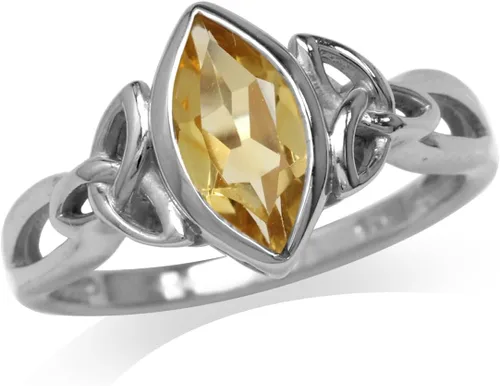 Vista 12 de Anillo Silvershake de Piedra Preciosa Auténtica 925 de Plata de Ley con Nudo Celta Triquetra Solitario Azul zafiro creado