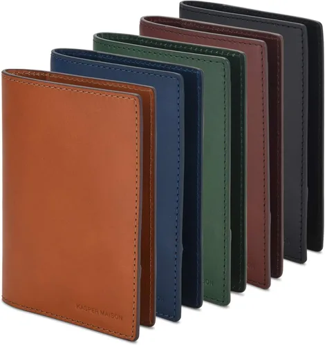 Vista 6 de Kasper Maison Funda de cuero de alta calidad para pasaporte RFID y cartera de viaje con bloqueo RFID antirrobo