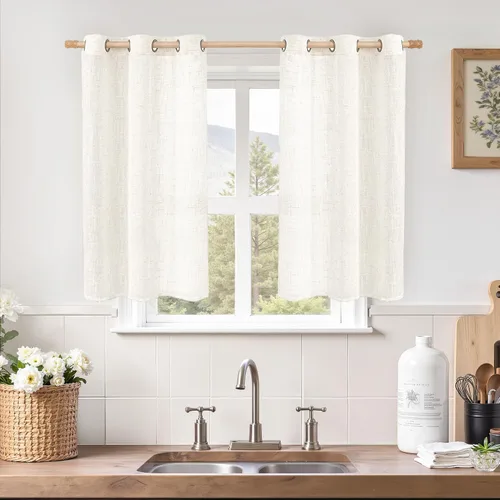 Vista 182 de LAMIT Cortinas de lino marrón caramelo para sala de estar, 84 pulgadas, de lino sintético, texturizado, filtrante de luz, paneles de privacidad