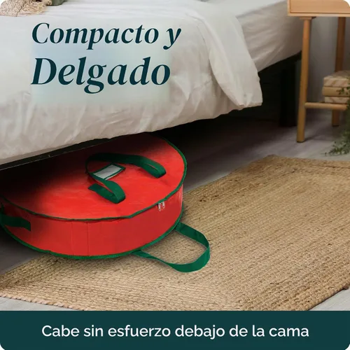 Vista 7 de Bolsa de almacenamiento de corona de Navidad de Handy Laundry - Material de lona duradero, cremallera, asas de transporte resistentes, protección