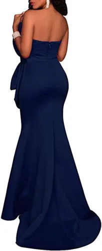 Vista 2 de SEBOWEL - Maxivestido sexi para mujer, con hombros descubiertos y detalle de lazo de gran tamaño, vestido de noche para fiesta