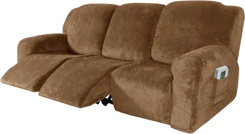 Vista 36 de IMYOGI Fundas para sofá de alta elasticidad de terciopelo para sofá reclinable de 1, 2 y 3 plazas, protector de muebles con parte inferior elástica